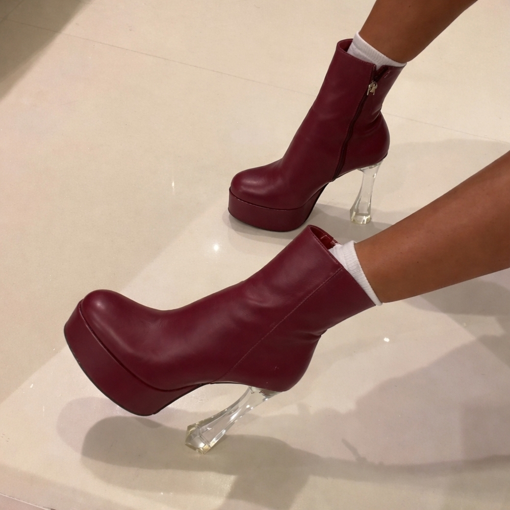 Amina Muaddi Dua Glass Ankle Boots 40 MSRP $1380